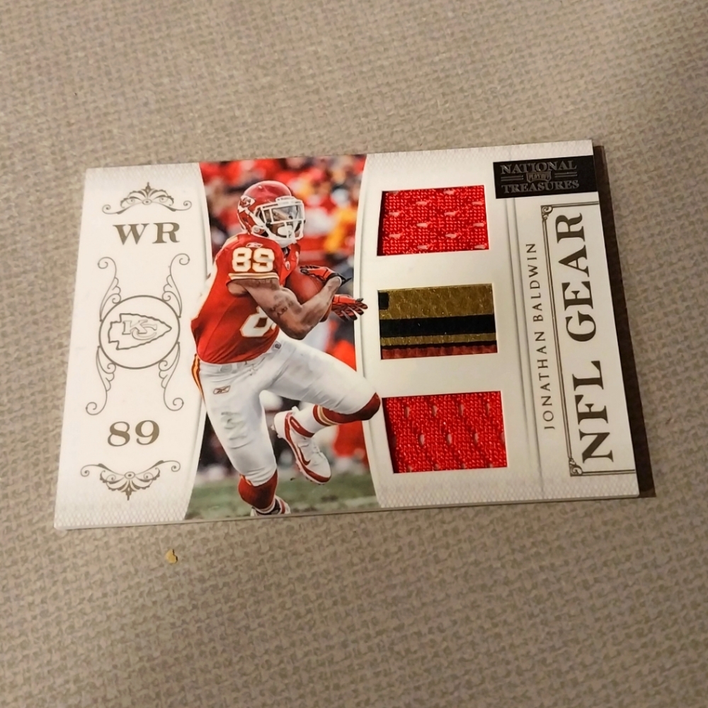 2012 National Treasures Kansas City Chiefs Jonathan Baldwin Triple Thread 71/99